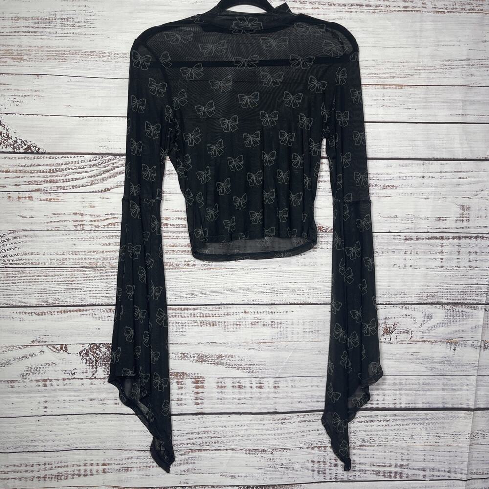 Bell Sleeve Sheer Bows Mesh Top Gothic Whimsigoth Witchy Fairy Grunge Small
